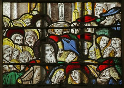 Vetrata raffigurante la folla alla resurrezione di Lazzaro, 1470-1500 da French School